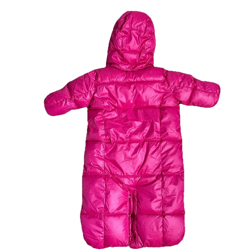 Baby Gap 0-3‎ Mo Bright Pink WARM BUNTING Puffer Fleece Snow Suit Baby Girl